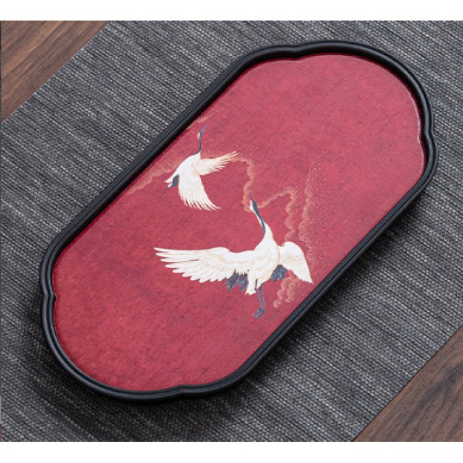 Чабань для чайної церемонії Гунфу Ча "Червоні журавлі" овальний