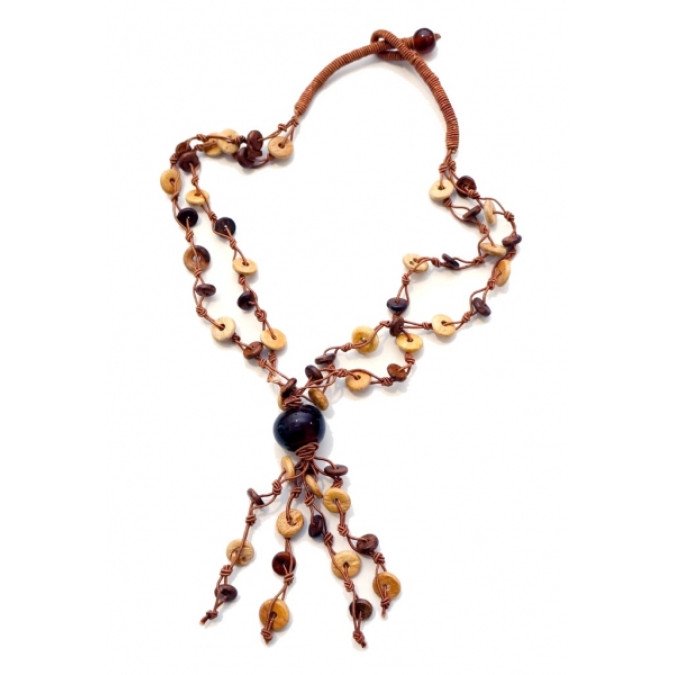 Бусы ACCESSORY деревянные кружочки