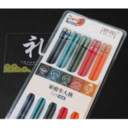 Палочки для еды 5 пар 24см. Пятицветные палочки ногти