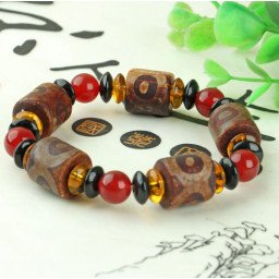 Браслет ДЗИ 3 глаза пять бусин