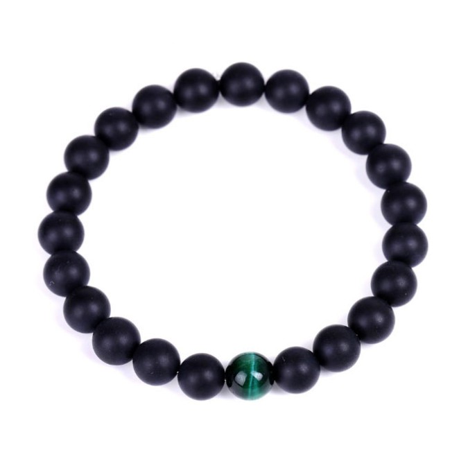 Bracelet Lava stone green Tiger's eye 8mm.