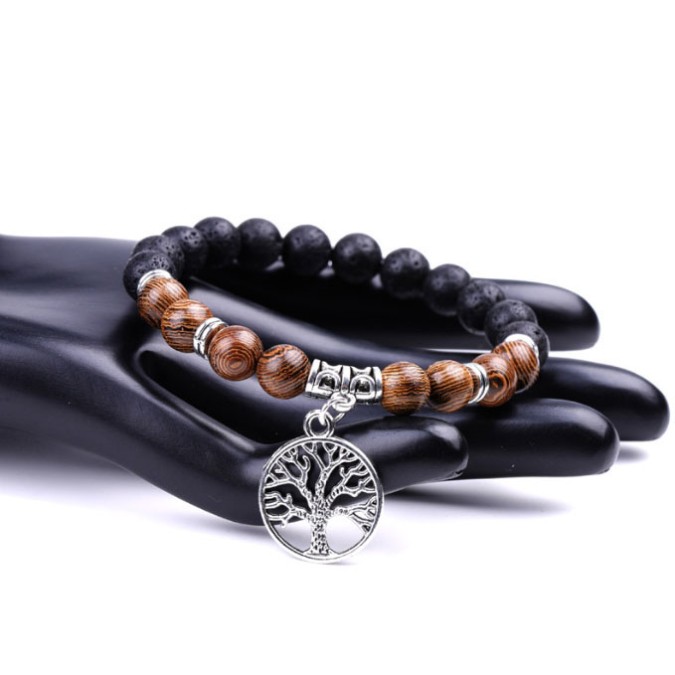 Bracelet Lava Stone Wenge Tree Tree of Life No. 1