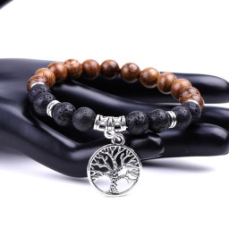 Bracelet Lava Stone Wenge Tree Tree of Life No. 2