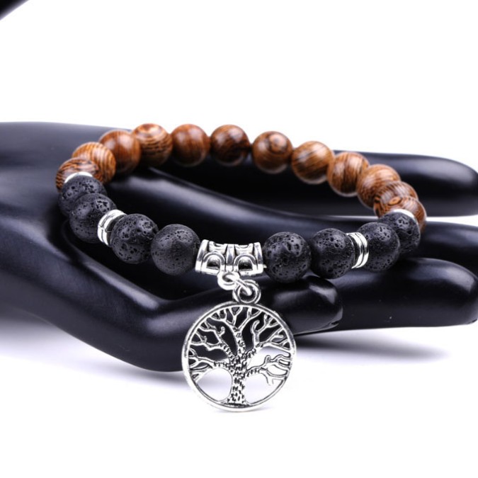 Bracelet Lava Stone Wenge Tree Tree of Life No. 2