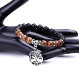Bracelet Lava Stone Wenge Tree Tree of Life No. 3