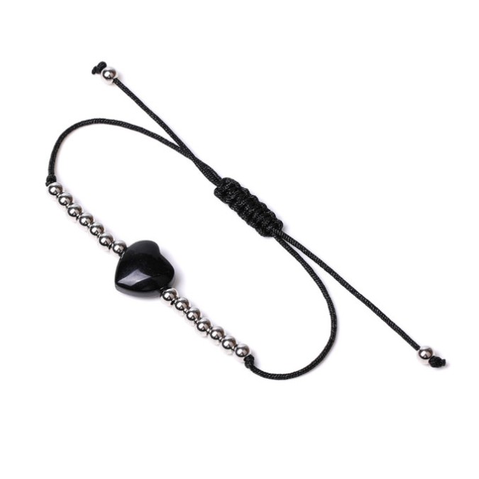 Bracelet Heart Black Obsidian