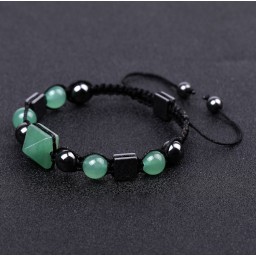 Pyramid Bracelet Hematite Green Aventurine
