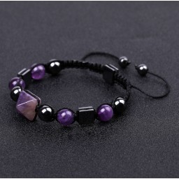 Pyramid Bracelet Hematite Amethyst