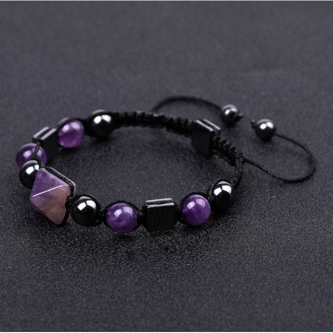 Pyramid Bracelet Hematite Amethyst