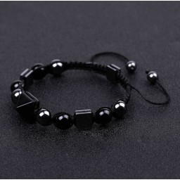 Pyramid Bracelet Hematite Black Obsidian
