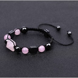 Pyramid Bracelet Hematite Rose Quartz