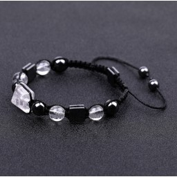 Pyramid Bracelet Hematite Rock Crystal