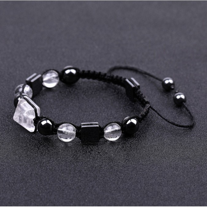 Pyramid Bracelet Hematite Rock Crystal