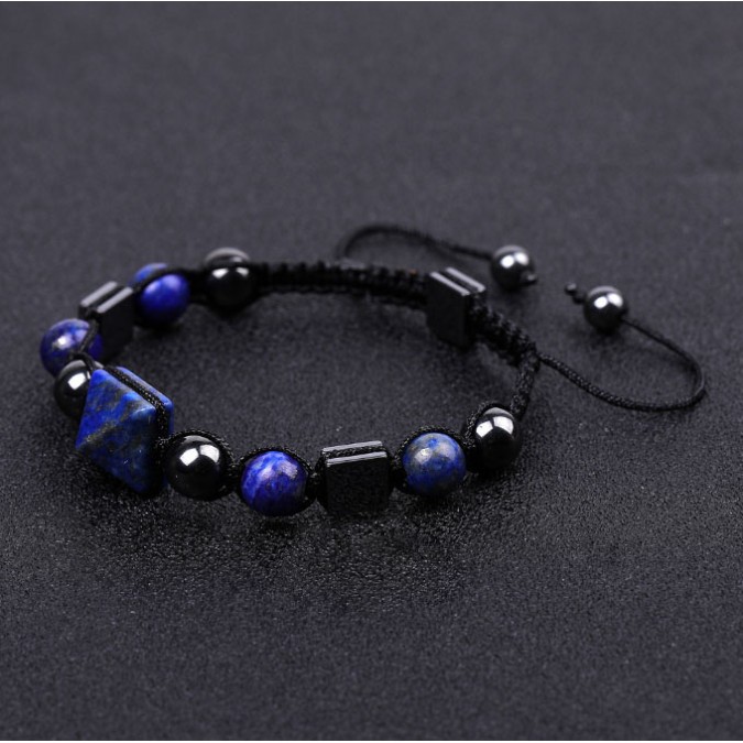 Pyramid Bracelet Hematite Lapis Lazuli
