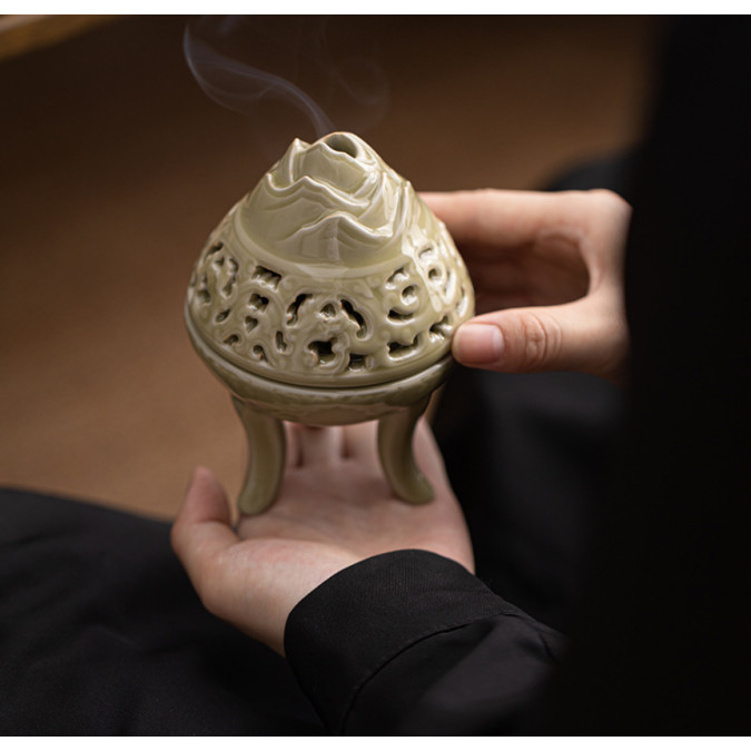 Курильница Вулкан из селадоновой керамики