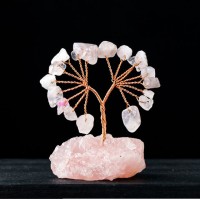 Tree of Happiness on Rose Quartz Stone