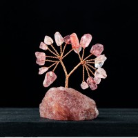 Tree of Happiness on Strawberry Quartz Stone