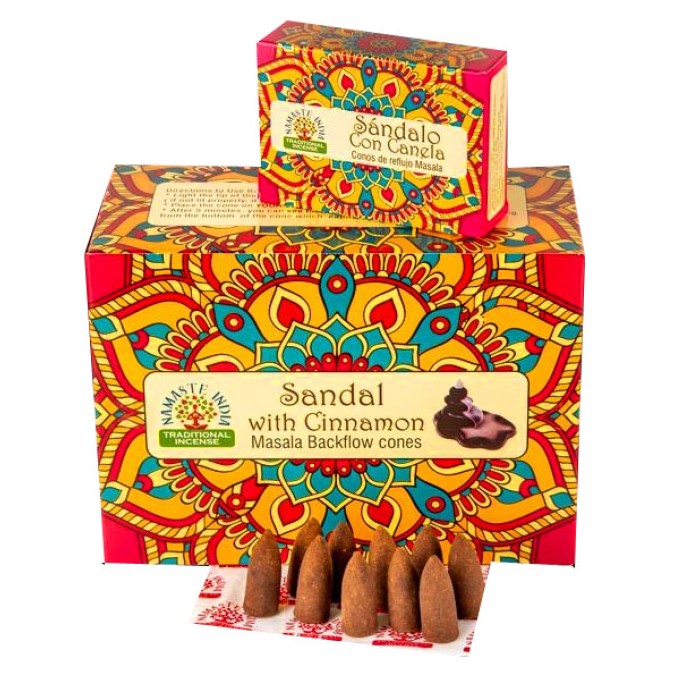 Ароматичні конуси Сандал з корицею Namaste India Back Flow cones Sandal cinnamon