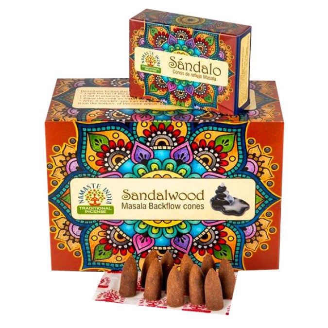 Ароматичні конуси Сандал Namaste India Back Flow cones Sandalwood