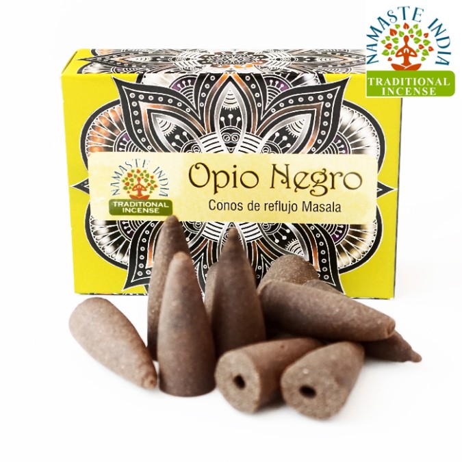 Ароматичні конуси Чорний опіум Namaste India Back Flow cones Black opium
