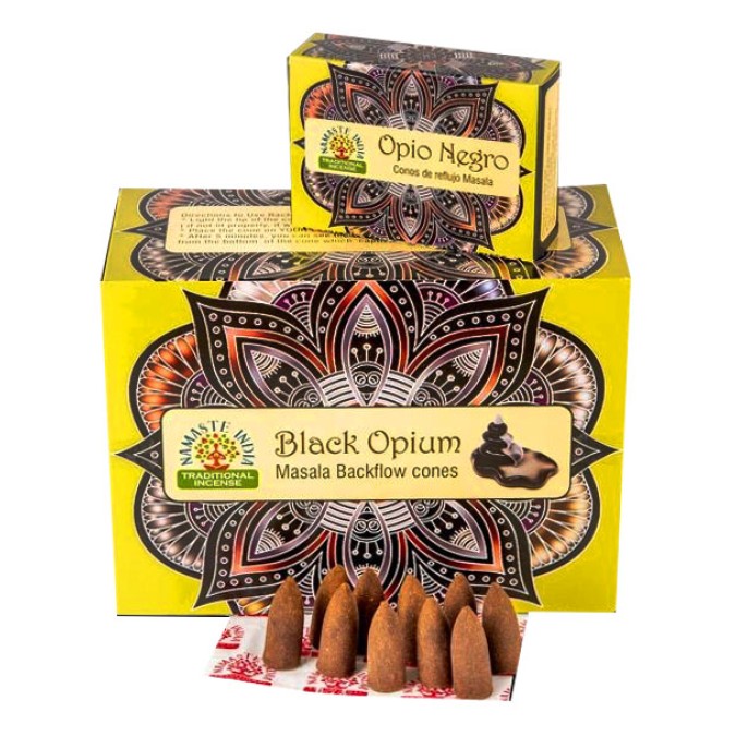 Ароматичні конуси Чорний опіум Namaste India Back Flow cones Black opium