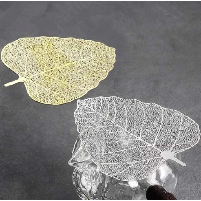 Tea Strainer Cha Lou "Bodhi Leaf" for Tea Ceremony silver color