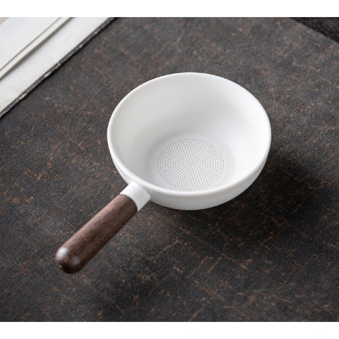 Tea Strainer Cha Lou for Tea Ceremony Ceramic White