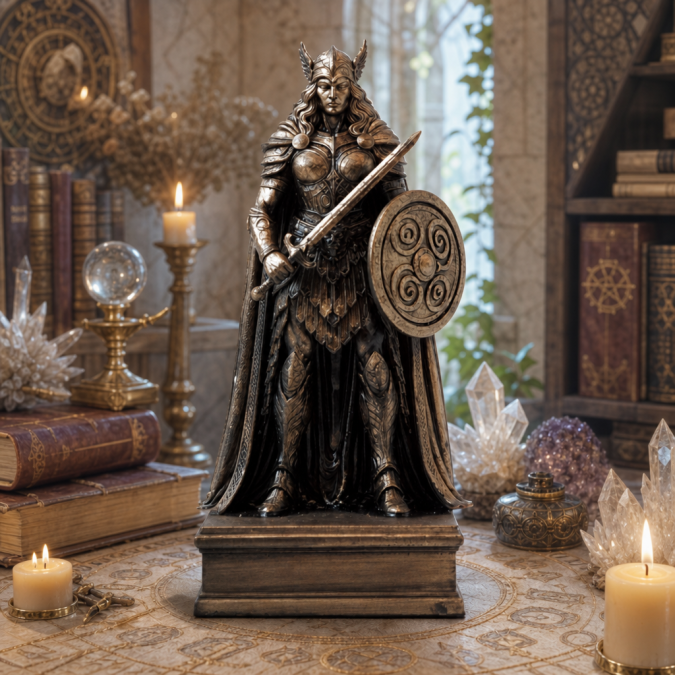 Valkyrie altar statue is a symbol of strength and courage