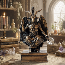 Altar statue of Baphomet symbol of unity