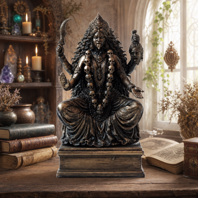 Altar statue of Kali symbol of destruction of illusions