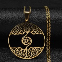 Talisman Yggdrasil yellow metal with a 60cm chain.
