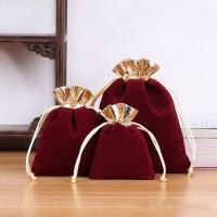 Velvet bag with gold Maroon