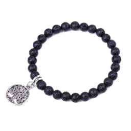 Lava Stone Bracelet with Tree of Life Pendant