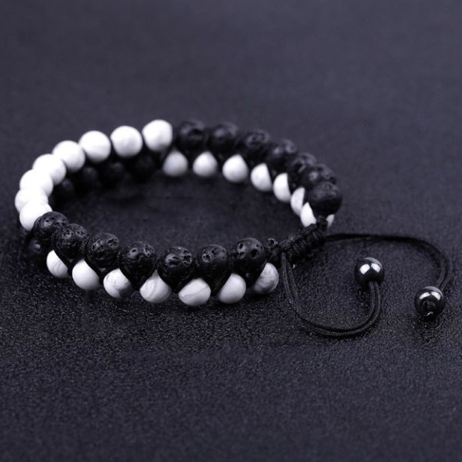 Lava stone and howlite bracelet