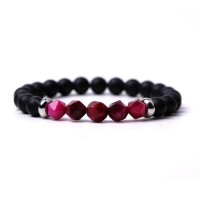 Lava Stone Bracelet Tiger's Eye Pink