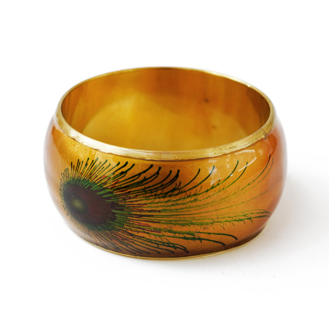 Браслет Павлинье перо с латунью арт.0934