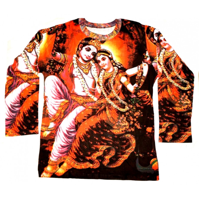 Футболка чоловіча довгий рукав кольорова Радха з Крішною