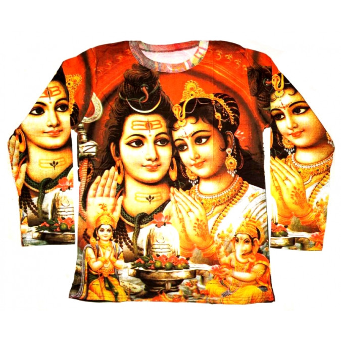 Футболка чоловіча довгий рукав кольорова Шива з Парваті