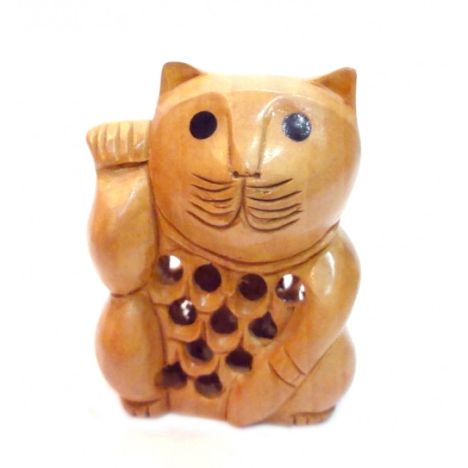Кот Манеки Неко дерево кедр С3685-4