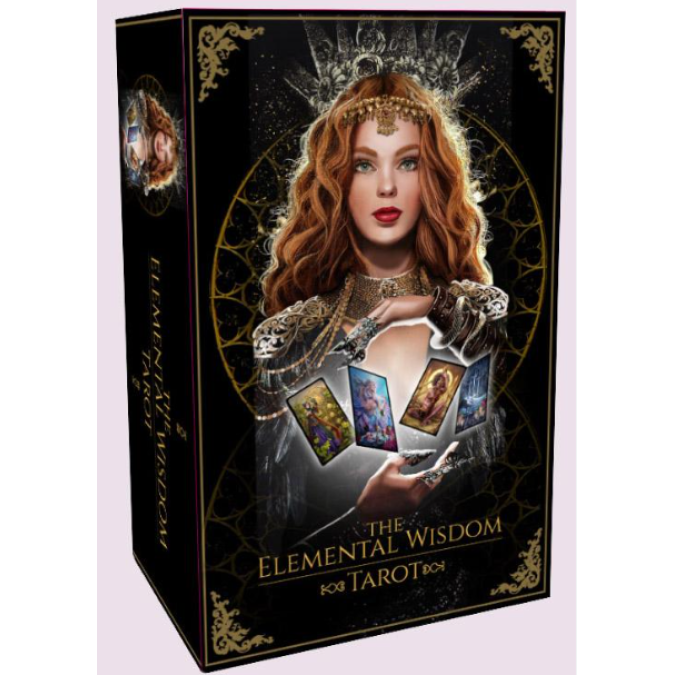 Карты Таро Elemental Wisdom Tarot - Таро Элементалей Матовое покрытие. чёрный срез