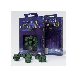 Набір кубиків для гри в RPG Call of Cthulhu. Чорно-зелений набір кубиків. Q WORKSHOP