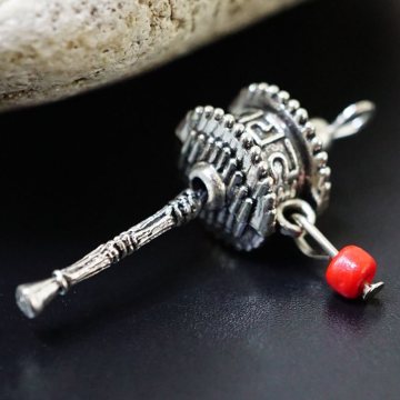 Кулон Молитовний барабан Червоні вставки